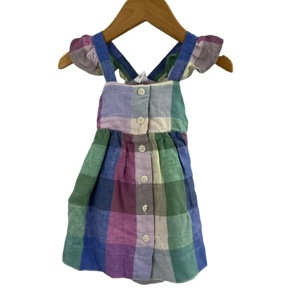 Gap Plaid Ruffle Shoulder Sundress with Bloomers Size 3-6 Month‎ New
